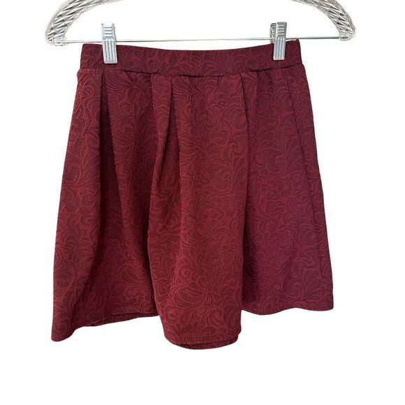 JOE B Burgundy Floral Jacquard Embossed Skirt Size Small - Picture 7 of 7